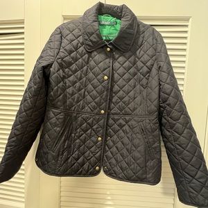 NWOT Ralph Lauren Navy/Green Quilted Jacket- Gorgeous and Timeless